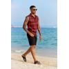 COOFANDY Mens Sleeveless Flannel Shirt Casual Summer Tank Top Button Up Sleeveless Beach Shirts with Chest Pocket(Red)