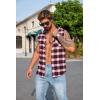 COOFANDY Mens Sleeveless Flannel Shirt Casual Summer Tank Top Button Up Sleeveless Beach Shirts with Chest Pocket(Red-1)