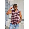 COOFANDY Mens Sleeveless Flannel Shirt Casual Summer Tank Top Button Up Sleeveless Beach Shirts with Chest Pocket(Red-1)