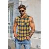 COOFANDY Mens Sleeveless Flannel Shirt Casual Summer Tank Top Button Up Sleeveless Beach Shirts with Chest Pocket(Yellow)