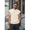 COOFANDY Mens Workout Tank Tops Summer Sleeveless Tee Shirts Casual Stylish Gym Muscle Shirt Loose Fit for Basketball(Beige)