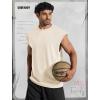 COOFANDY Mens Workout Tank Tops Summer Sleeveless Tee Shirts Casual Stylish Gym Muscle Shirt Loose Fit for Basketball(Beige)
