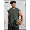 COOFANDY Mens Workout Tank Tops Summer Sleeveless Tee Shirts Casual Stylish Gym Muscle Shirt Loose Fit for Basketball(Dark Army Green)