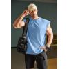 COOFANDY Mens Workout Tank Tops Summer Sleeveless Tee Shirts Casual Stylish Gym Muscle Shirt Loose Fit for Basketball(Light Blue)