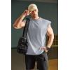 COOFANDY Mens Workout Tank Tops Summer Sleeveless Tee Shirts Casual Stylish Gym Muscle Shirt Loose Fit for Basketball(Light Grey)