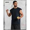 COOFANDY Mens Workout Tank Tops Summer Sleeveless Tee Shirts Casual Stylish Gym Muscle Shirt Loose Fit for Basketball(Midnight Blue)