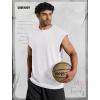 COOFANDY Mens Workout Tank Tops Summer Sleeveless Tee Shirts Casual Stylish Gym Muscle Shirt Loose Fit for Basketball(White)