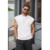 COOFANDY Mens Workout Tank Tops Summer Sleeveless Tee Shirts Casual Stylish Gym Muscle Shirt Loose Fit for Basketball(White)