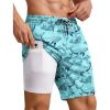 COOFANDY 2 in 1 Mens Swim Trunks 7 Inch Quick Dry Board Shorts Beach Swim Shorts Bathing Suit with Compression Liner(Blue Whale)
