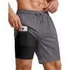 COOFANDY 2 in 1 Mens Swim Trunks 7 Inch Quick Dry Board Shorts Beach Swim Shorts Bathing Suit with Compression Liner(Dark Gray)