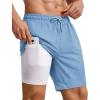 COOFANDY 2 in 1 Mens Swim Trunks 7 Inch Quick Dry Board Shorts Beach Swim Shorts Bathing Suit with Compression Liner(Light Blue)