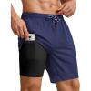 COOFANDY 2 in 1 Mens Swim Trunks 7 Inch Quick Dry Board Shorts Beach Swim Shorts Bathing Suit with Compression Liner(Navy Bule)