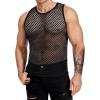 COOFANDY Men Casual Tank Tops Mesh Shirt See Through Sleeveless Shirts Muscle Fishnet Fitted Tee Clubwear Summer(Black)