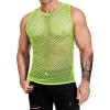 COOFANDY Men Casual Tank Tops Mesh Shirt See Through Sleeveless Shirts Muscle Fishnet Fitted Tee Clubwear Summer(Lime Green)