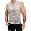 COOFANDY Men Casual Tank Tops Mesh Shirt See Through Sleeveless Shirts Muscle Fishnet Fitted Tee Clubwear Summer(White)