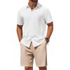 COOFANDY Men’s 2 Piece Outfit Casual Short Sleeve Button Down Shirt and Beach Shorts Set Summer Vacation Outfits for Men(White/Light Khaki)