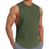 COOFANDY Mens Workout Tank Tops Cotton Cut Off Sleeveless Muscle Shirts Gym Athletic Running T Shirt(Army Green)