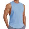 COOFANDY Mens Workout Tank Tops Cotton Cut Off Sleeveless Muscle Shirts Gym Athletic Running T Shirt(Blue)