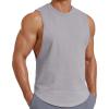 COOFANDY Mens Workout Tank Tops Cotton Cut Off Sleeveless Muscle Shirts Gym Athletic Running T Shirt(Grey)
