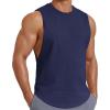COOFANDY Mens Workout Tank Tops Cotton Cut Off Sleeveless Muscle Shirts Gym Athletic Running T Shirt(Navy)