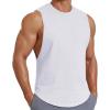 COOFANDY Mens Workout Tank Tops Cotton Cut Off Sleeveless Muscle Shirts Gym Athletic Running T Shirt(White)