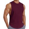 COOFANDY Mens Workout Tank Tops Cotton Cut Off Sleeveless Muscle Shirts Gym Athletic Running T Shirt(Wine Red)