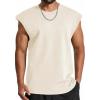 COOFANDY Mens Workout Tank Tops Summer Sleeveless Tee Shirts Casual Stylish Gym Muscle Shirt Loose Fit for Basketball(Beige)