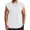 COOFANDY Mens Workout Tank Tops Summer Sleeveless Tee Shirts Casual Stylish Gym Muscle Shirt Loose Fit for Basketball(White)