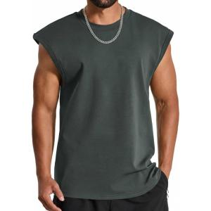 COOFANDY Mens Workout Tank Tops Summer Sleeveless Tee Shirts Casual Stylish Gym Muscle Shirt Loose Fit for Basketball(Dark Army Green)