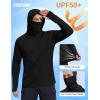 COOFANDY Mens UPF 50+ Sun Protection Hoodie with Mask Lightweight Long Sleeve SPF Fishing Shirts UV Hiking Running Rash Guard(Black)