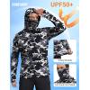 COOFANDY Mens UPF 50+ Sun Protection Hoodie with Mask Lightweight Long Sleeve SPF Fishing Shirts UV Hiking Running Rash Guard(Black Camouflage)