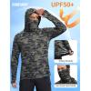 COOFANDY Mens UPF 50+ Sun Protection Hoodie with Mask Lightweight Long Sleeve SPF Fishing Shirts UV Hiking Running Rash Guard(Brown Camouflage)