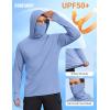COOFANDY Mens UPF 50+ Sun Protection Hoodie with Mask Lightweight Long Sleeve SPF Fishing Shirts UV Hiking Running Rash Guard(Light Blue)