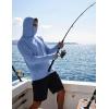 COOFANDY Mens UPF 50+ Sun Protection Hoodie with Mask Lightweight Long Sleeve SPF Fishing Shirts UV Hiking Running Rash Guard(Light Blue)