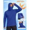 COOFANDY Mens UPF 50+ Sun Protection Hoodie with Mask Lightweight Long Sleeve SPF Fishing Shirts UV Hiking Running Rash Guard(Royal Blue)