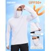 COOFANDY Mens UPF 50+ Sun Protection Hoodie with Mask Lightweight Long Sleeve SPF Fishing Shirts UV Hiking Running Rash Guard(White)