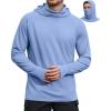 COOFANDY Mens UPF 50+ Sun Protection Hoodie with Mask Lightweight Long Sleeve SPF Fishing Shirts UV Hiking Running Rash Guard(Light Blue)