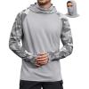 COOFANDY Mens UPF 50+ Sun Protection Hoodie with Mask Lightweight Long Sleeve SPF Fishing Shirts UV Hiking Running Rash Guard(Light Gray Camouflage)