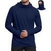 COOFANDY Mens UPF 50+ Sun Protection Hoodie with Mask Lightweight Long Sleeve SPF Fishing Shirts UV Hiking Running Rash Guard(Navy Blue)