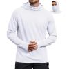 COOFANDY Mens UPF 50+ Sun Protection Hoodie with Mask Lightweight Long Sleeve SPF Fishing Shirts UV Hiking Running Rash Guard(White)