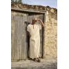 COOFANDY Men’s V-Neck Linen Robe Short Sleeve Kaftan Thobe Long Gown Casual Shirt for Beach, Summer(Beige)
