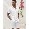 COOFANDY Men’s 2 Pieces Cotton Linen Set Short Sleeve Button Down Shirts Summer Beach Shorts Casual Outfits(A Pure White)