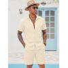COOFANDY Men’s 2 Pieces Cotton Linen Set Short Sleeve Button Down Shirts Summer Beach Shorts Casual Outfits(Beige)