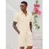 COOFANDY Men’s 2 Pieces Cotton Linen Set Short Sleeve Button Down Shirts Summer Beach Shorts Casual Outfits(Beige)