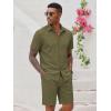 COOFANDY Men’s 2 Pieces Cotton Linen Set Short Sleeve Button Down Shirts Summer Beach Shorts Casual Outfits(Green)