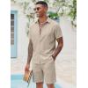 COOFANDY Men’s 2 Pieces Cotton Linen Set Short Sleeve Button Down Shirts Summer Beach Shorts Casual Outfits(Moon Gray)