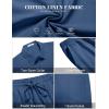 COOFANDY Men’s 2 Pieces Cotton Linen Set Short Sleeve Button Down Shirts Summer Beach Shorts Casual Outfits(Navy Blue)