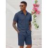 COOFANDY Men’s 2 Pieces Cotton Linen Set Short Sleeve Button Down Shirts Summer Beach Shorts Casual Outfits(Violets)