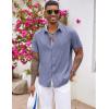 COOFANDY Men’s Button Down Shirts Short Sleeve Casual Summer Beach Vacation Wedding Shirt with Pocket(Blue Grey)