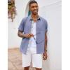 COOFANDY Men’s Button Down Shirts Short Sleeve Casual Summer Beach Vacation Wedding Shirt with Pocket(Blue Grey)